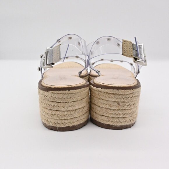 SCHUTZ Cristiane Espadrille Platform Wedge Sandals Womens Sz 7 Clear Rhinestone - Picture 5 of 10